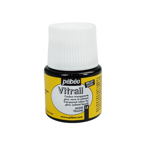 Farba witrażowa do szkła Pebeo Vitrail 45ml, Żółta/14 Yellow transparentna